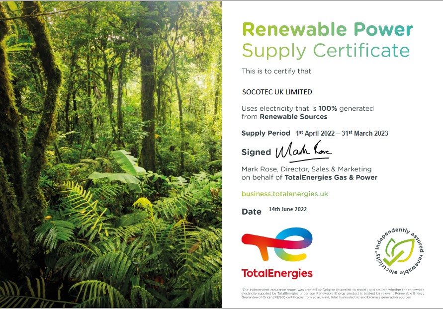 renewable power supply certificate